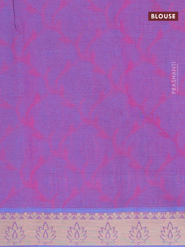 Coimbatore cotton saree dual shade of blue and dual shade of purple with allover self emboss and thread woven border