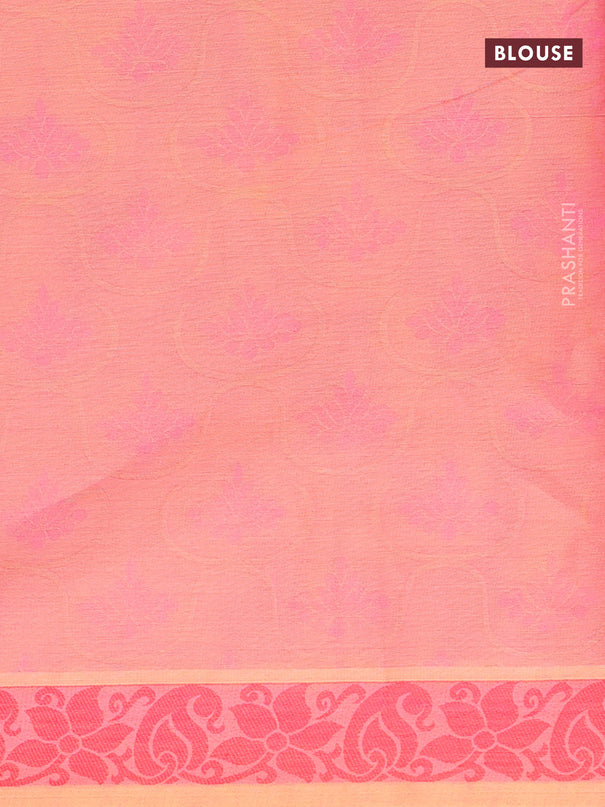 Coimbatore cotton saree dual shade of pink shade and red with allover self emboss and thread woven border