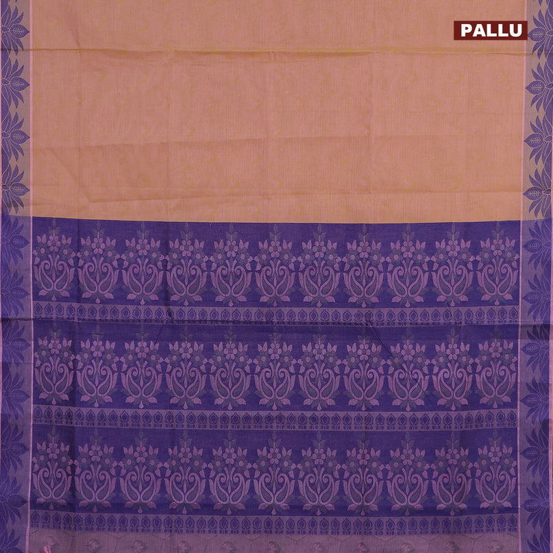 Coimbatore cotton saree dual shade of light pink and blue with allover self emboss and thread woven border