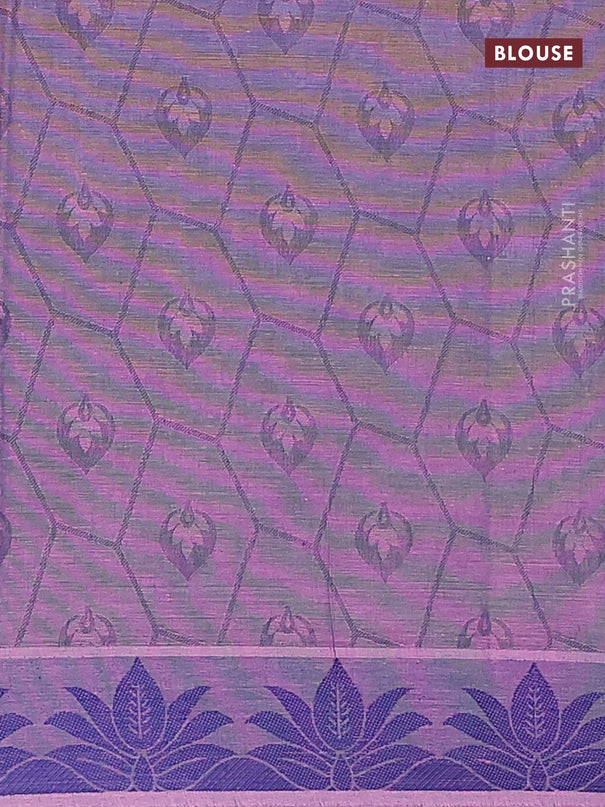 Coimbatore cotton saree dual shade of light pink and blue with allover self emboss and thread woven border