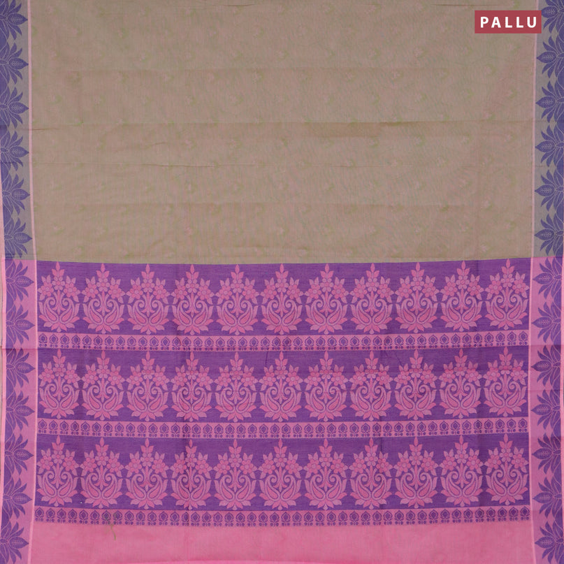 Coimbatore cotton saree dual shade of greenish pink and pink with allover self emboss and thread woven border