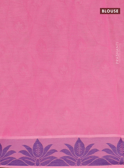 Coimbatore cotton saree dual shade of greenish pink and pink with allover self emboss and thread woven border