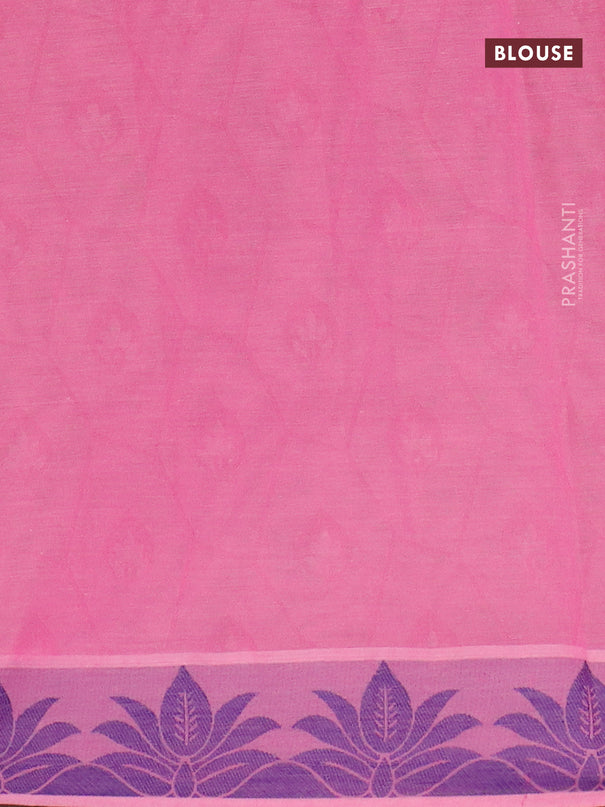 Coimbatore cotton saree dual shade of greenish pink and pink with allover self emboss and thread woven border