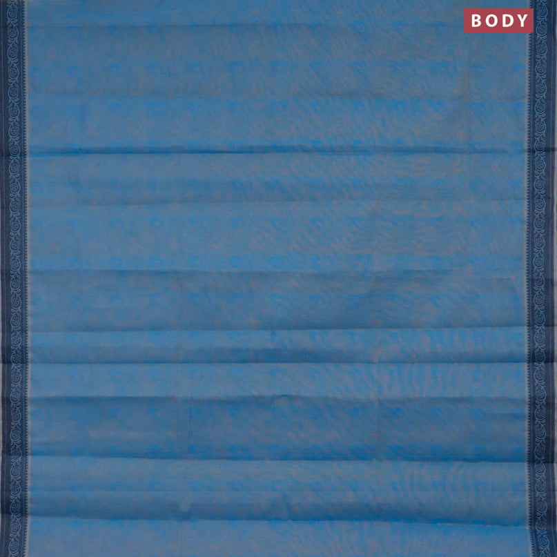Coimbatore cotton saree blue and dual shade of pink with allover self emboss and thread woven border