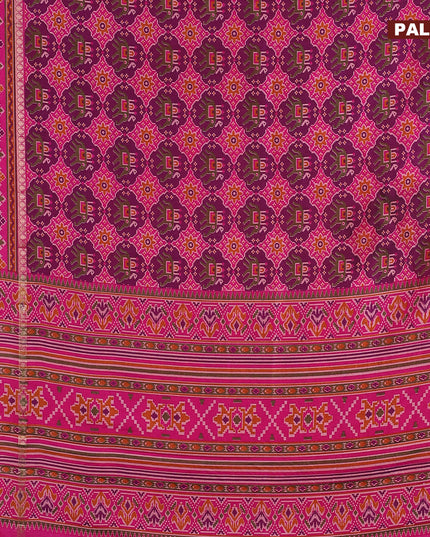 Semi tussar saree deep purple and pink with allover ikat weaves and rettapet ikat woven border