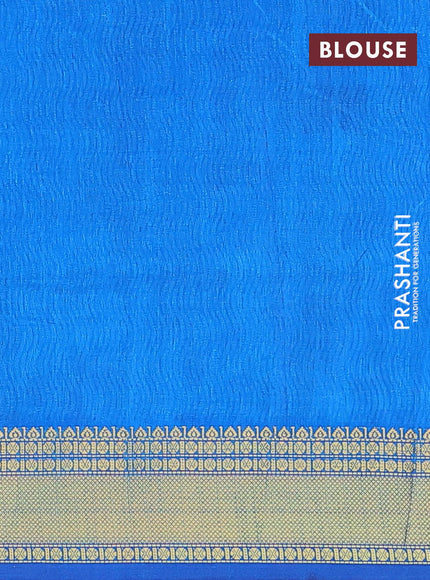 Semi tussar saree blue purple and cs blue with allover ikat weaves and zari woven border