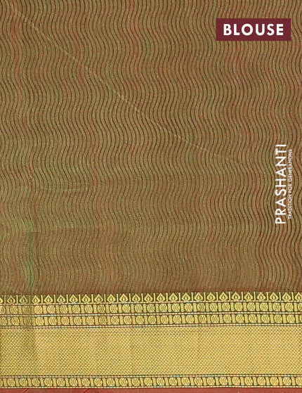 Semi tussar saree pink violet and dual shade of green with allover ikat weaves and zari woven border