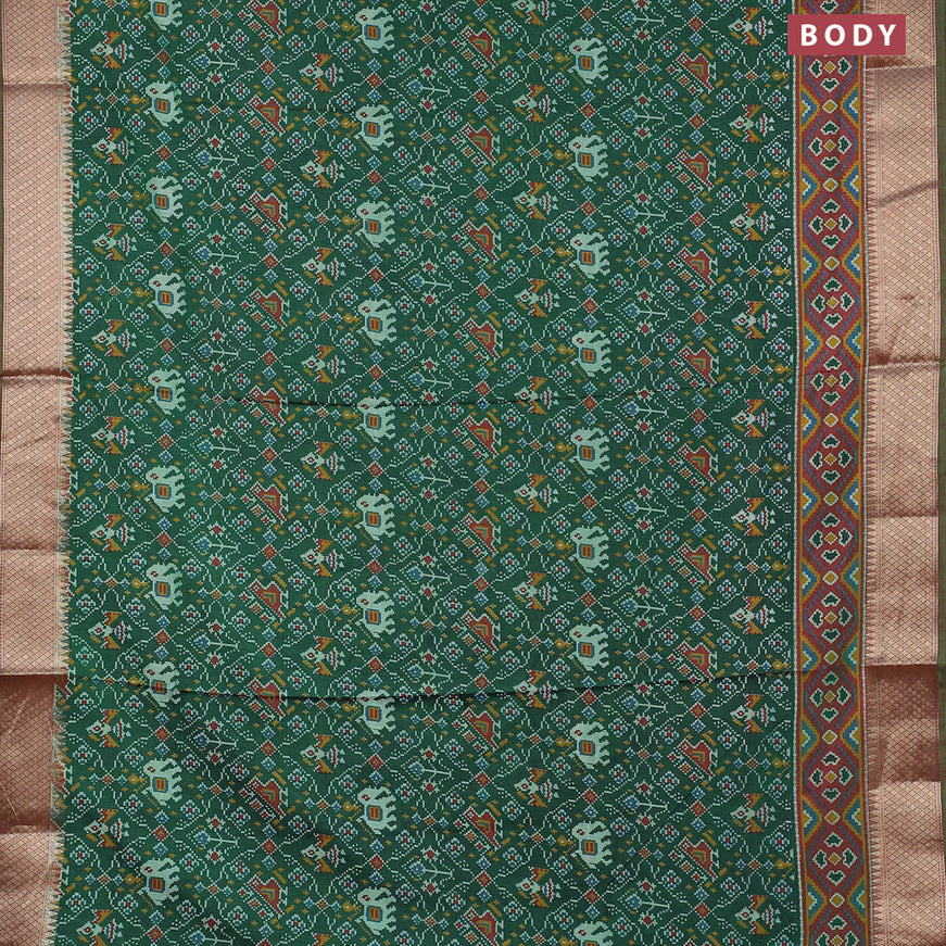 Semi tussar saree green and dual shade of maroon with allover ikat weaves and zari woven border