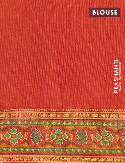 Semi tussar saree brown shade and rust shade with allover ikat weaves and zari woven border