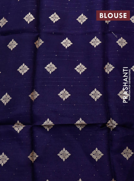 Dola silk saree pink and dark blue with allover zari stripe weaves and zari woven border & zari butta blouse