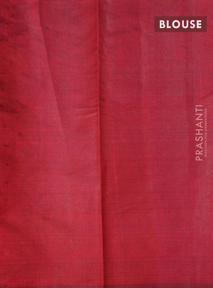 Dupion silk saree light blue and maroon with allover stripes zari weaves and temple design simple border