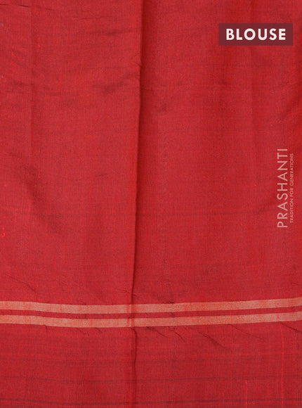 Dupion silk saree green and maroon with plain body and temple design zari woven border