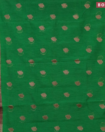 Banarasi semi matka saree green and red with thread & zari woven buttas and banarasi style border