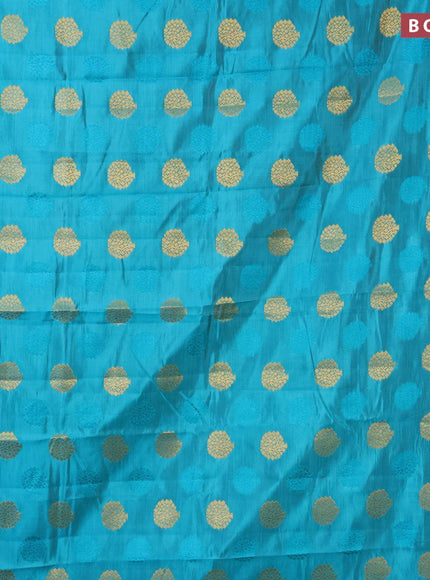 Semi raw silk saree teal blue with thread & zari woven buttas and zari woven border