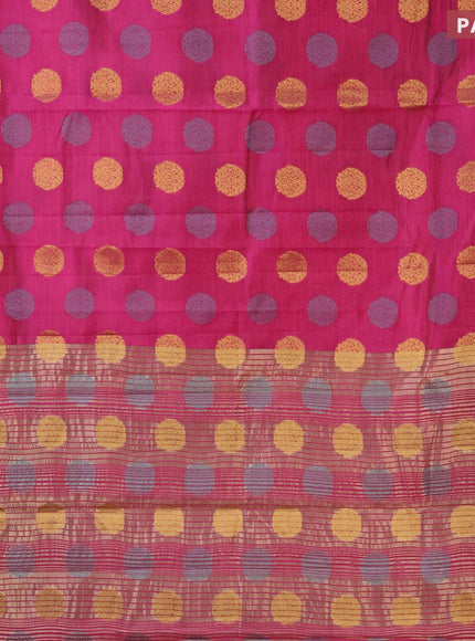 Semi raw silk saree pink with thread & zari woven buttas and zari woven border