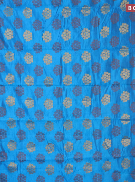 Semi raw silk saree cs blue with allover thread & zari woven buttas and zari woven border