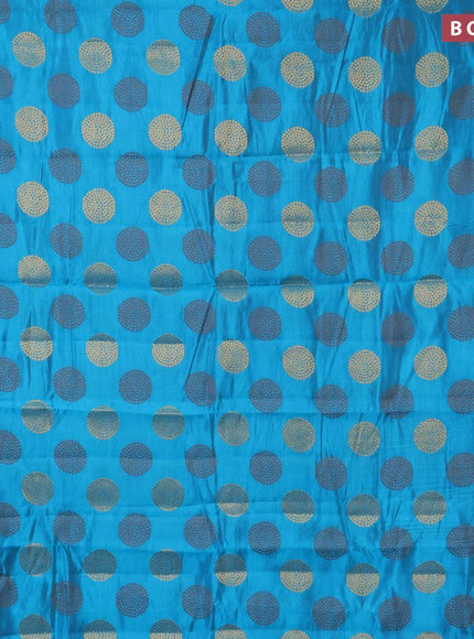 Semi raw silk saree cs blue with allover thread & zari woven buttas and zari woven border