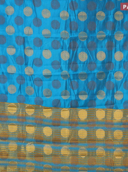 Semi raw silk saree cs blue with allover thread & zari woven buttas and zari woven border