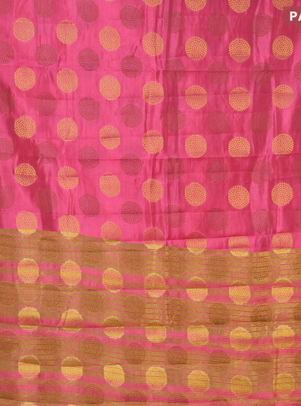 Semi raw silk saree pink with allover thread & zari woven buttas and zari woven border