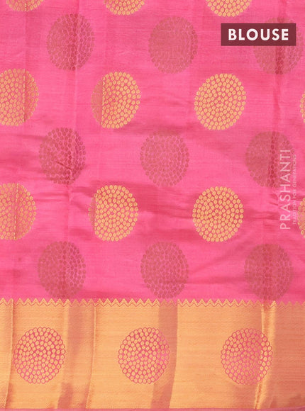 Semi raw silk saree pink with allover thread & zari woven buttas and zari woven border