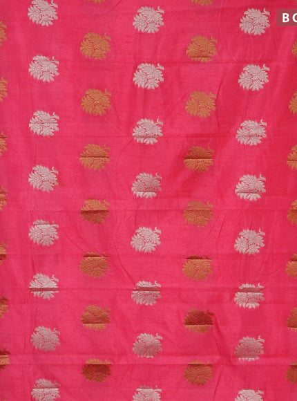 Semi raw silk saree pink with thread & zari woven floral buttas and woven border