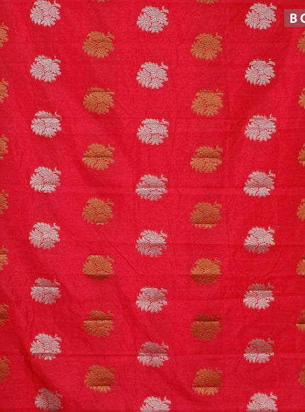 Semi raw silk saree dark pink with thread & zari woven floral buttas and woven border