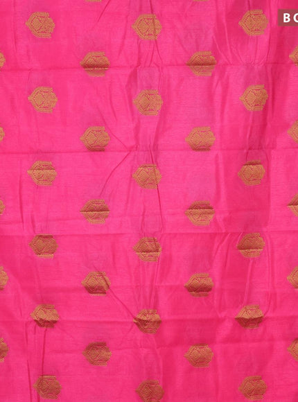 Semi raw silk saree pink with zari woven buttas and small zari woven border