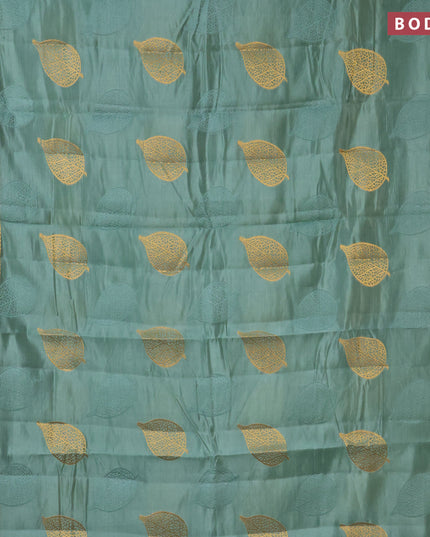 Semi raw silk saree pastel shade of blue with thread & zari woven leaf buttas and zari woven border