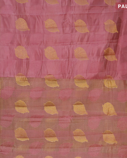 Semi raw silk saree mauve pink with thread & zari woven leaf buttas and zari woven border