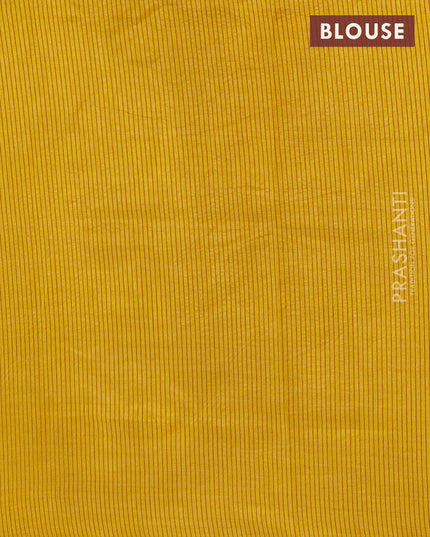 Semi raw silk saree mustard yellow with thread & zari woven buttas and small zari woven border