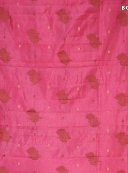 Semi raw silk saree pink with thread & zari woven buttas and small zari woven border