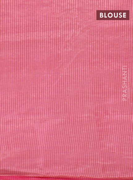 Semi raw silk saree pink with thread & zari woven buttas and small zari woven border