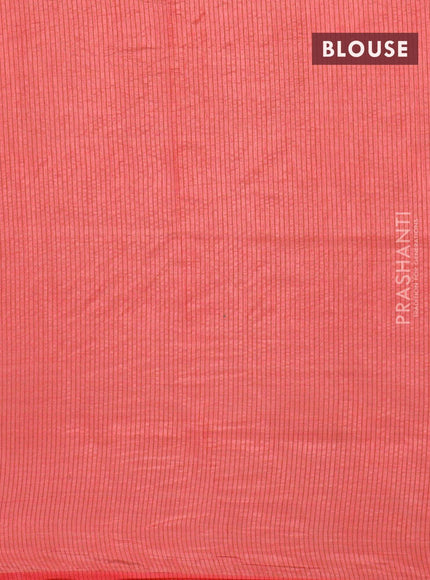 Semi raw silk saree peach pink with thread & zari woven buttas and small zari woven border