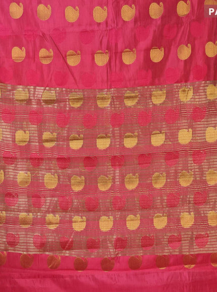 Semi raw silk saree pink with thread & zari woven paisley buttas and zari woven border