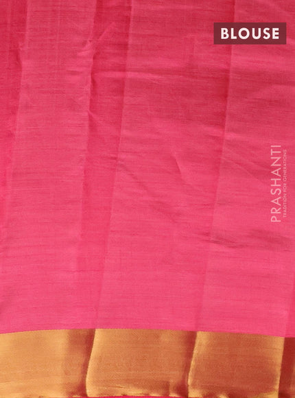 Semi raw silk saree pink with thread & zari woven paisley buttas and zari woven border