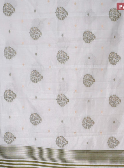 Semi raw silk saree pastel grey with thread & zari woven buttas and thread woven border