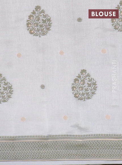 Semi raw silk saree pastel grey with thread & zari woven buttas and thread woven border