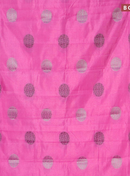 Semi raw silk saree pink with thread & silver zari woven buttas and woven border