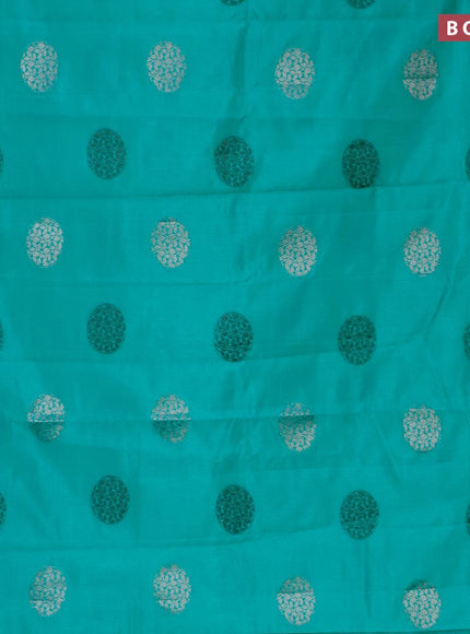 Semi raw silk saree teal green with thread & silver zari woven buttas and woven border