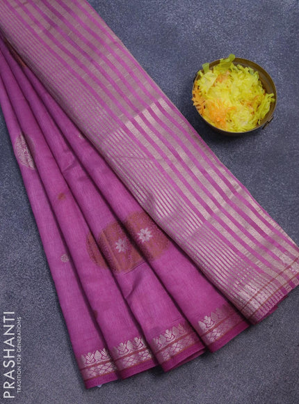 Semi raw silk saree mauve pink with thread & zari woven buttas and zari woven border