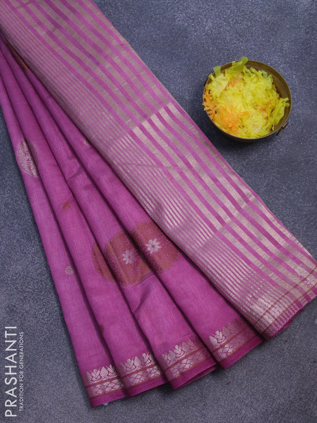 Semi raw silk saree mauve pink with thread & zari woven buttas and zari woven border