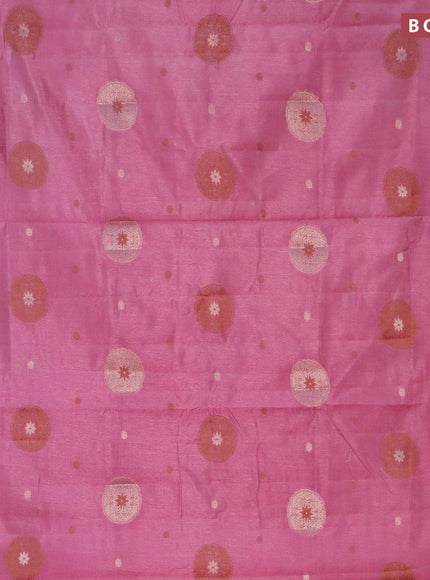 Semi raw silk saree mauve pink with thread & zari woven buttas and zari woven border