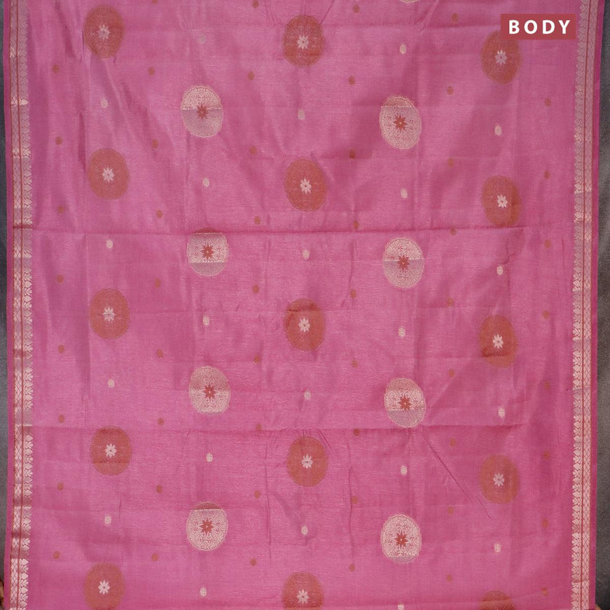 Semi raw silk saree mauve pink with thread & zari woven buttas and zari woven border