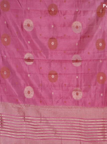 Semi raw silk saree mauve pink with thread & zari woven buttas and zari woven border