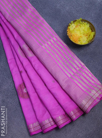 Semi raw silk saree pink with thread & zari woven buttas and zari woven border