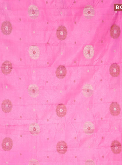 Semi raw silk saree pink with thread & zari woven buttas and zari woven border