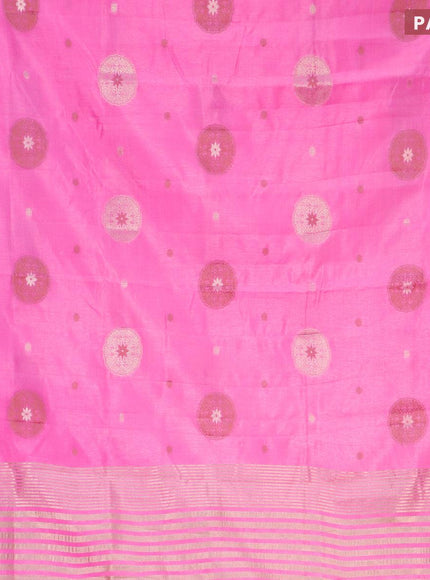 Semi raw silk saree pink with thread & zari woven buttas and zari woven border