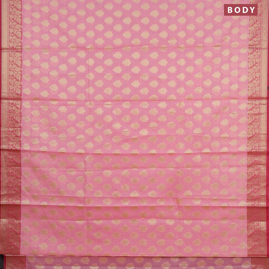 Banarasi kota saree light pink and pink with zari woven buttas and zari woven border