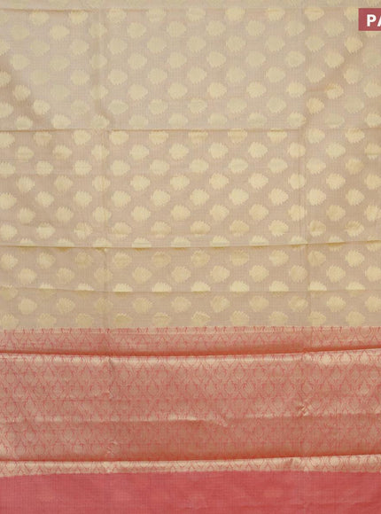 Banarasi kota saree sandal and pink with zari woven buttas and zari woven border