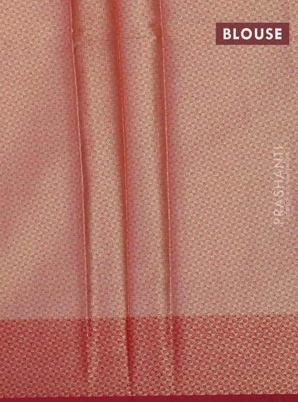 Banarasi kota saree sandal and pink with zari woven buttas and zari woven border